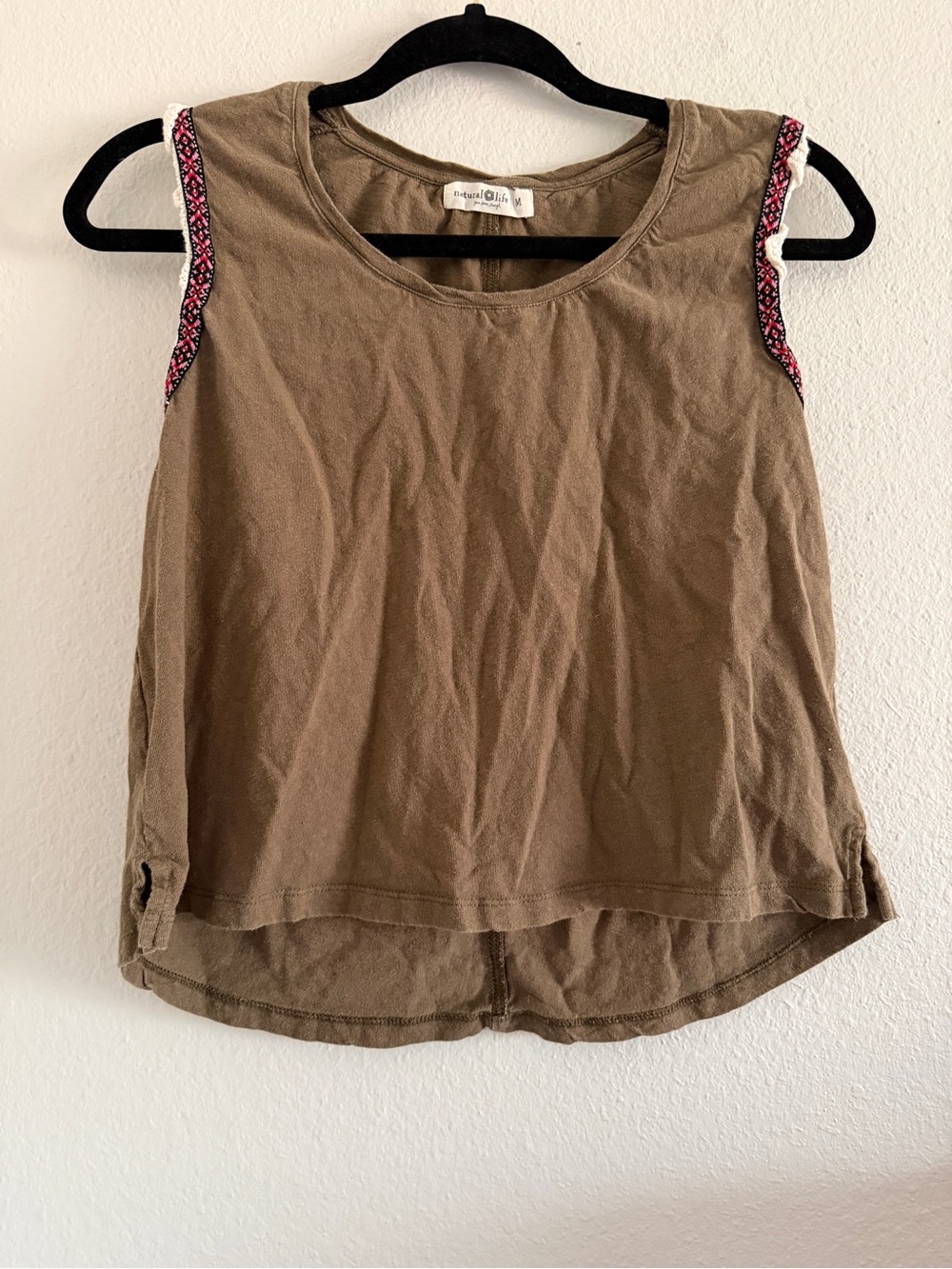 Natural Life Tank Top Green Cotton Linen